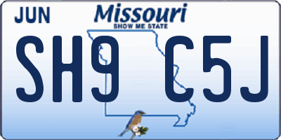 MO license plate SH9C5J