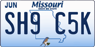 MO license plate SH9C5K