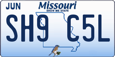 MO license plate SH9C5L