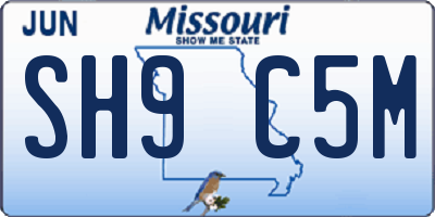 MO license plate SH9C5M