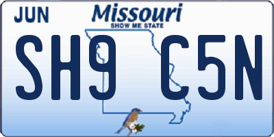 MO license plate SH9C5N