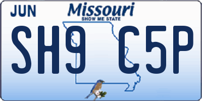 MO license plate SH9C5P