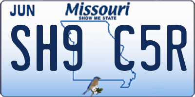 MO license plate SH9C5R