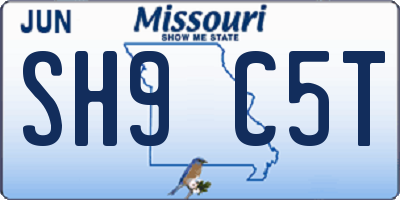 MO license plate SH9C5T