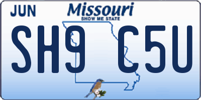 MO license plate SH9C5U