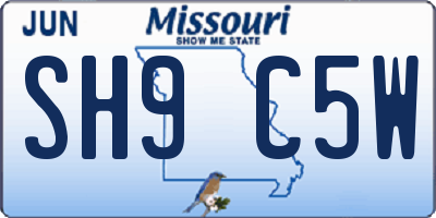 MO license plate SH9C5W