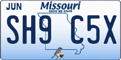 MO license plate SH9C5X