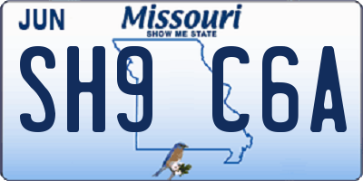 MO license plate SH9C6A