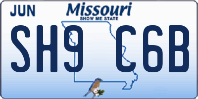 MO license plate SH9C6B