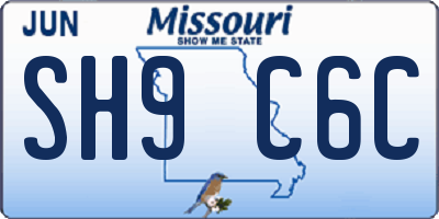 MO license plate SH9C6C