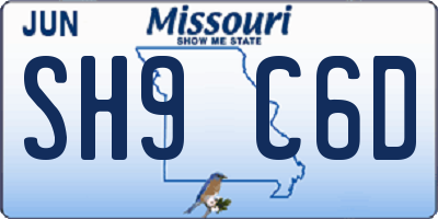 MO license plate SH9C6D