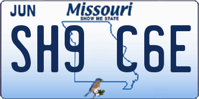 MO license plate SH9C6E