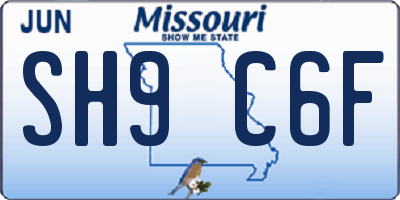 MO license plate SH9C6F