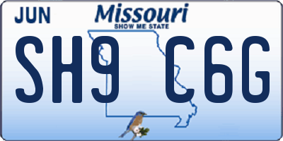 MO license plate SH9C6G