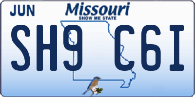 MO license plate SH9C6I