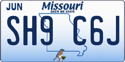 MO license plate SH9C6J