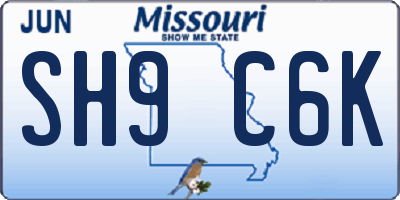 MO license plate SH9C6K