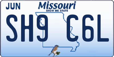 MO license plate SH9C6L