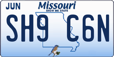 MO license plate SH9C6N