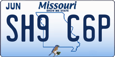 MO license plate SH9C6P