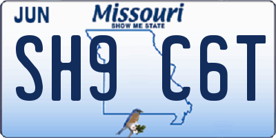MO license plate SH9C6T