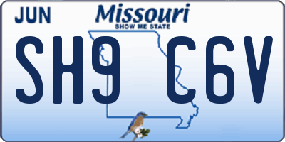 MO license plate SH9C6V