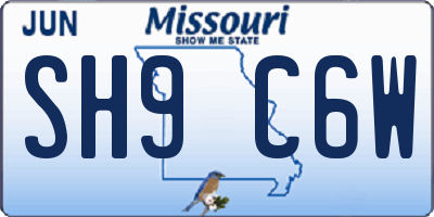MO license plate SH9C6W