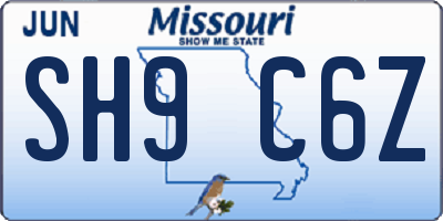 MO license plate SH9C6Z
