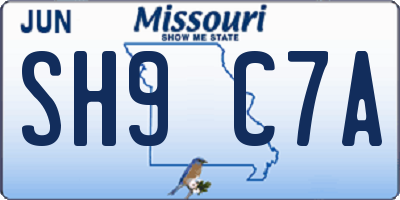 MO license plate SH9C7A