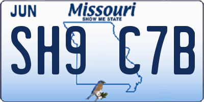 MO license plate SH9C7B