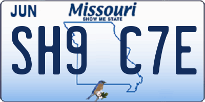 MO license plate SH9C7E