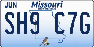 MO license plate SH9C7G