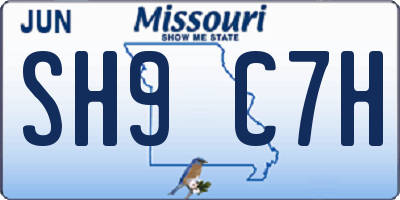 MO license plate SH9C7H