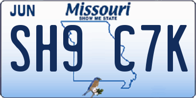 MO license plate SH9C7K