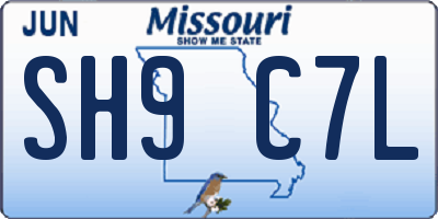 MO license plate SH9C7L