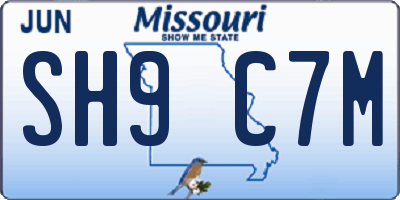MO license plate SH9C7M