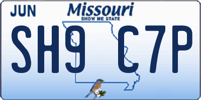 MO license plate SH9C7P