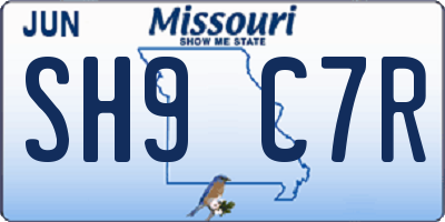 MO license plate SH9C7R