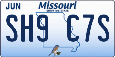 MO license plate SH9C7S