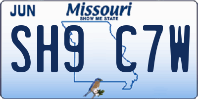 MO license plate SH9C7W