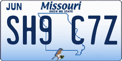 MO license plate SH9C7Z