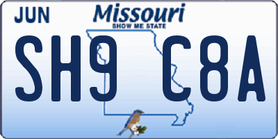 MO license plate SH9C8A