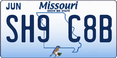 MO license plate SH9C8B