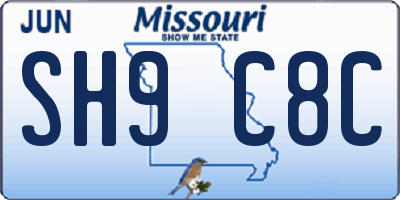 MO license plate SH9C8C