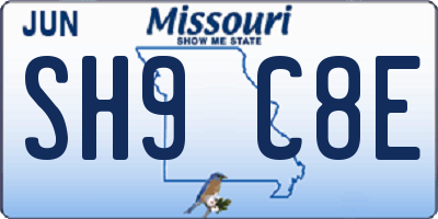 MO license plate SH9C8E