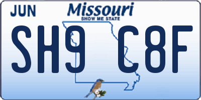 MO license plate SH9C8F