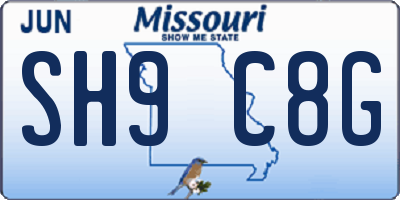 MO license plate SH9C8G