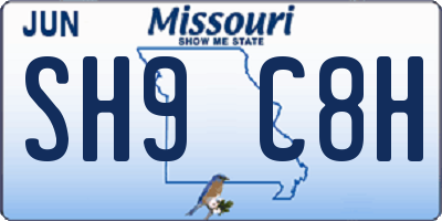MO license plate SH9C8H