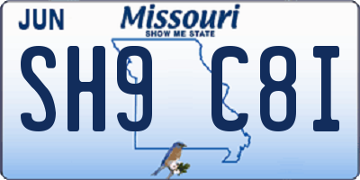 MO license plate SH9C8I