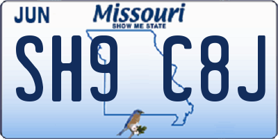 MO license plate SH9C8J